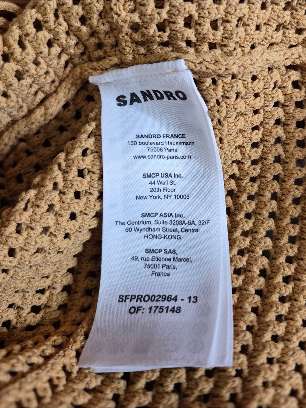 SANDRO Anvers Pointelle Knit Dress in Camel - Picture 14 of 14